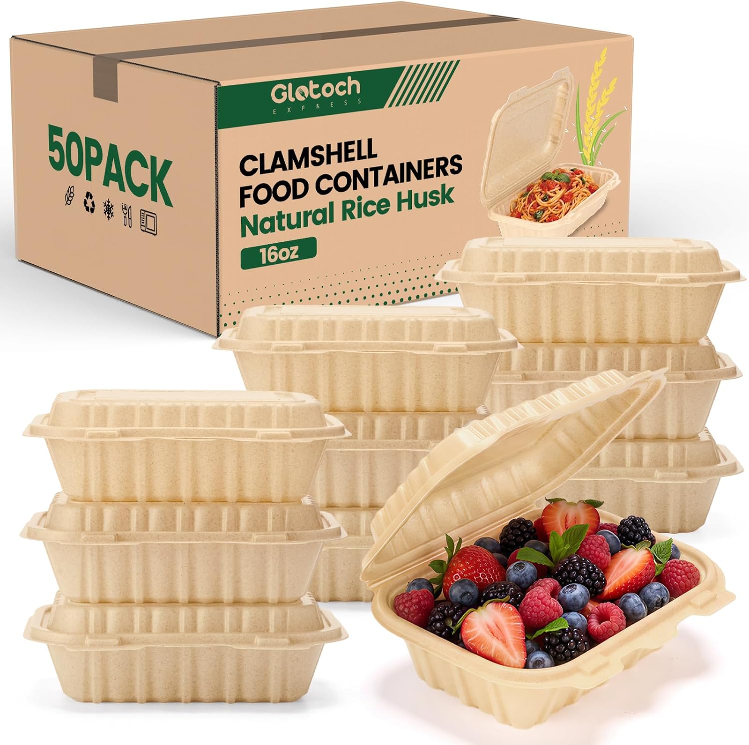 50 sztuk pojemników typu clams – Meal Prep With Rice recenzja i cena